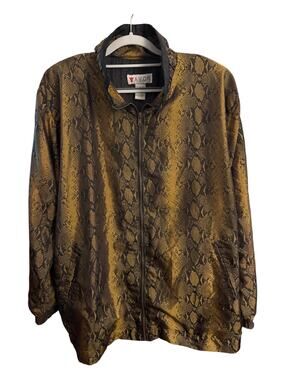Vintage 1998 LAVON XL Snakeskin Print Windbreaker Jacket 90s Animal Print